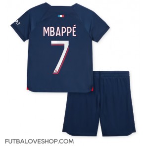 Dres Paris Saint-Germain Kylian Mbappe #7 Domáci pre deti 2023-24 Krátky Rukáv (+ trenírky)